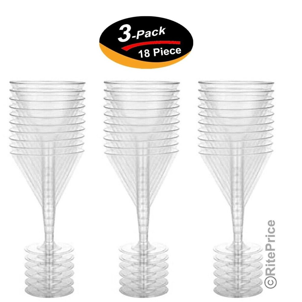 18 Pcs Martini Glass Clear Plastic Disposable Cocktail Drinking Glass Party Set